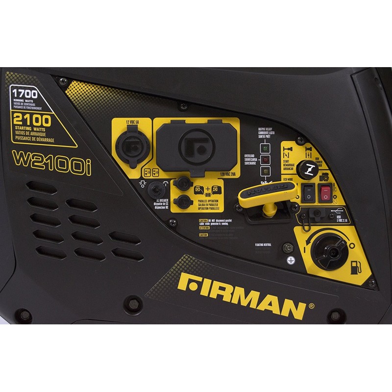 Firman Power Equipment Gas Powered 1700/2100 Watts Extended Run Time Portable Generator (W01781)