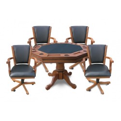 Antique Dark Oak Kingston 3-In-1 Poker Table with 4 Chairs (NG2351)