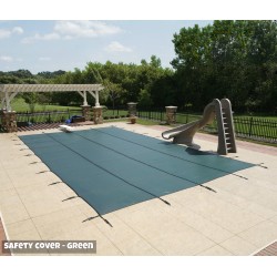 Blue Wave 16x32 20-Year Super Mesh In-Ground Pool Safety Cover w/ Left Step - Green (WS718G)