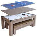 Blue Wave Driftwood 7-ft Air Hockey Table Combo Set w/Benches (NG1137H)