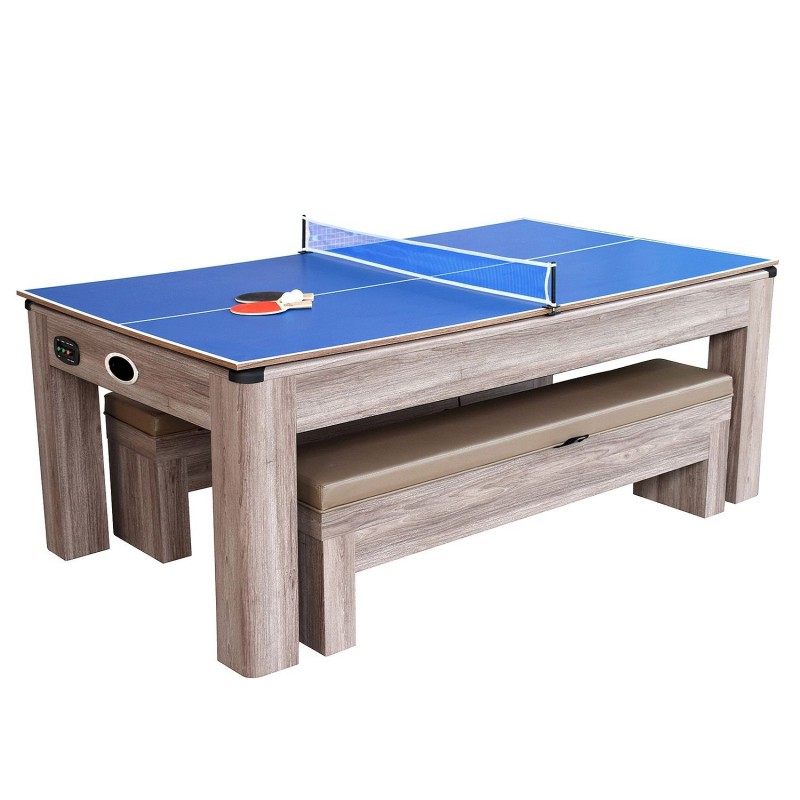 Blue Wave Driftwood 7-ft Air Hockey Table Combo Set w/Benches (NG1137H)