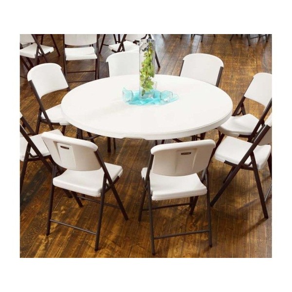 Lifetime 60 Inch Round Commercial Stacking Folding Table White Lifetime 60 Inch Round Commercial Stacking Folding Table 15 Pack White Granite