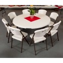 Lifetime 60-Inch Round Commercial Stacking Folding Table - Almond (280435)
