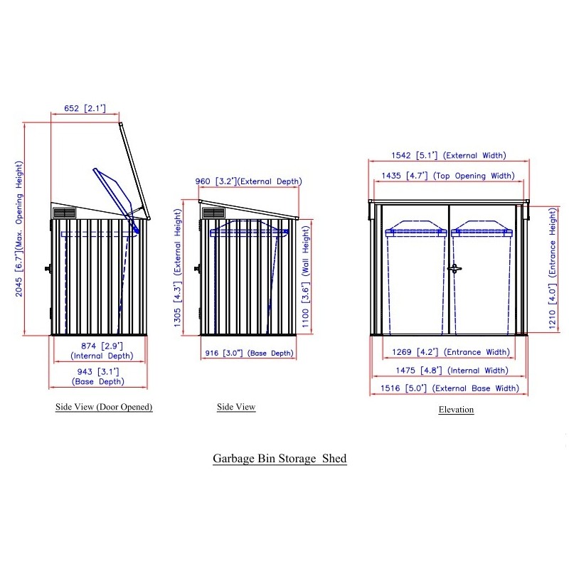 Duramax Trash Bin Storage - Anthracite w/ White Trim (74051)