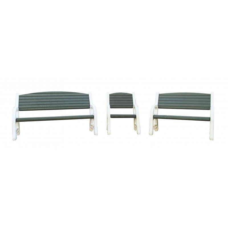 Duramax Triple Seat Garden Bench White w/ Sacramento Green (84077)