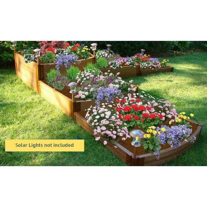 Frame It All 12' x 12' x 22” Classic Sienna Raised Garden Bed Split Waterfall Tri-Level - 1” profile (300001178)