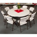 Lifetime 60-Inch Round Commercial Stacking Folding Table 15-pack (white granite) 880301