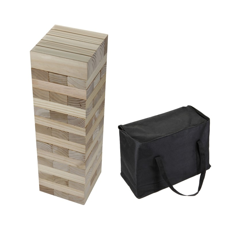 Hathaway Block Out Wood Toppling Tower Stacking, Collapsing Game w/ Bag (BG3151)