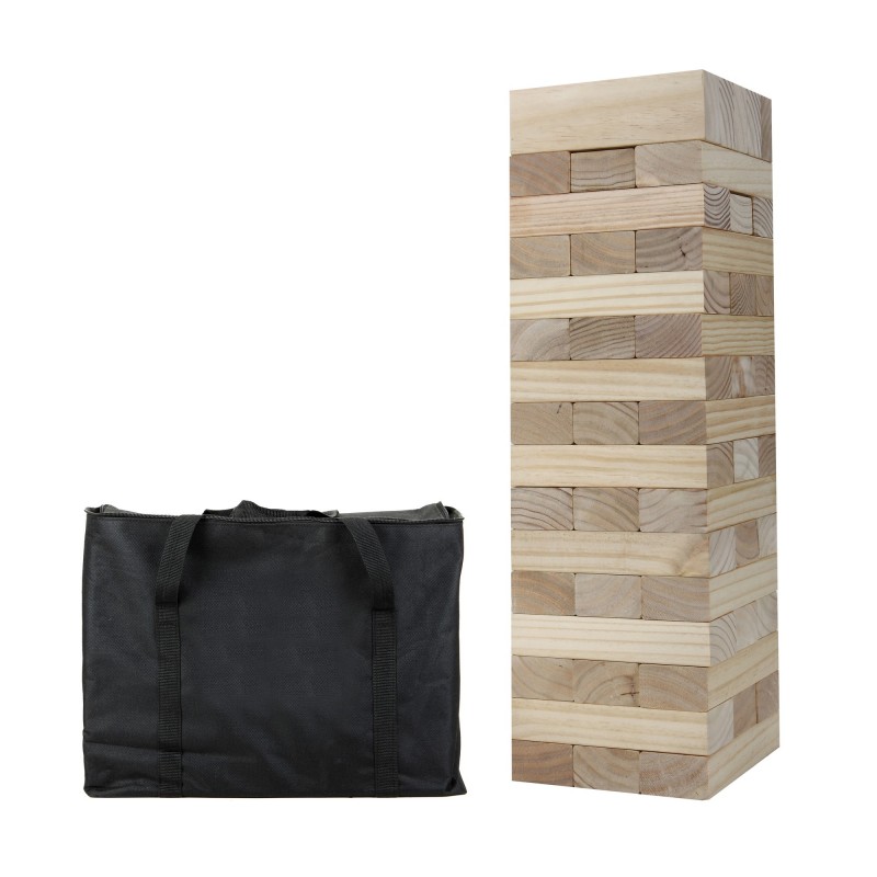 Hathaway Block Out Wood Toppling Tower Stacking, Collapsing Game w/ Bag (BG3151)