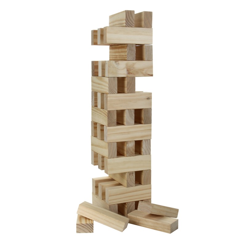 Hathaway Block Out Wood Toppling Tower Stacking, Collapsing Game w/ Bag (BG3151)