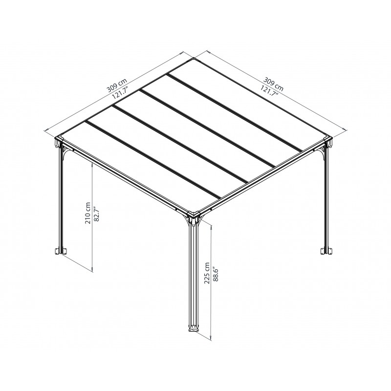 Palram 10 x 10 Milano 3000 Gazebo Kit - Gray (HG9172)
