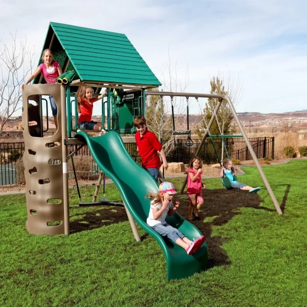 LIFETIME EARTHTONE AFRAME PLAYSET w/ BONUS TODDLER SWING & PICNIC