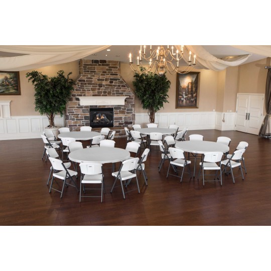 Lifetime 4 Round Tables & 32 Chairs Set White Commercial Grade (80458)