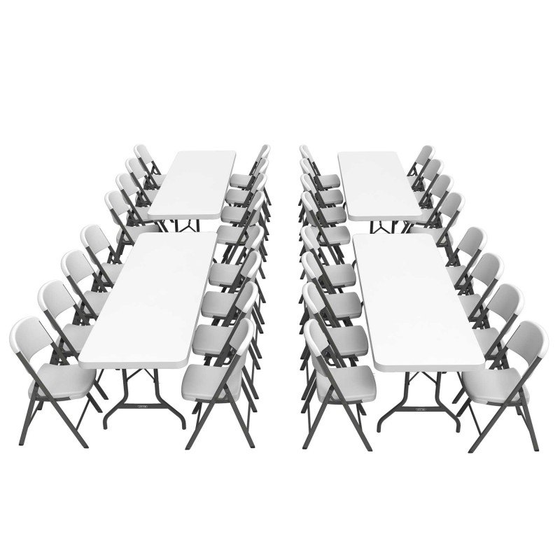 Lifetime 8 ft Rectangular Tables and Chairs Set - White (80147) Lifetime 8 ft Rectangular Tables and Chairs Set - White (80147)