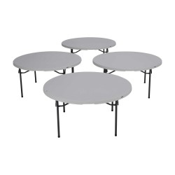 Lifetime 4-Pack 60-Inch Round Commercial Stacking Folding Tables - White Granite (480301)