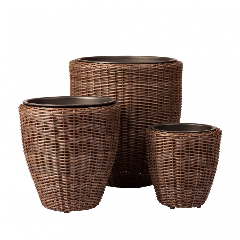 Patio Sense Tondo 3-piece Wicker Planter Set (62502)