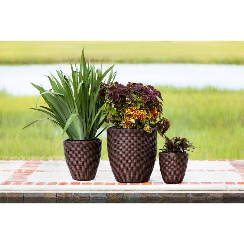 Patio Sense Tondo 3-piece Wicker Planter Set (62502)