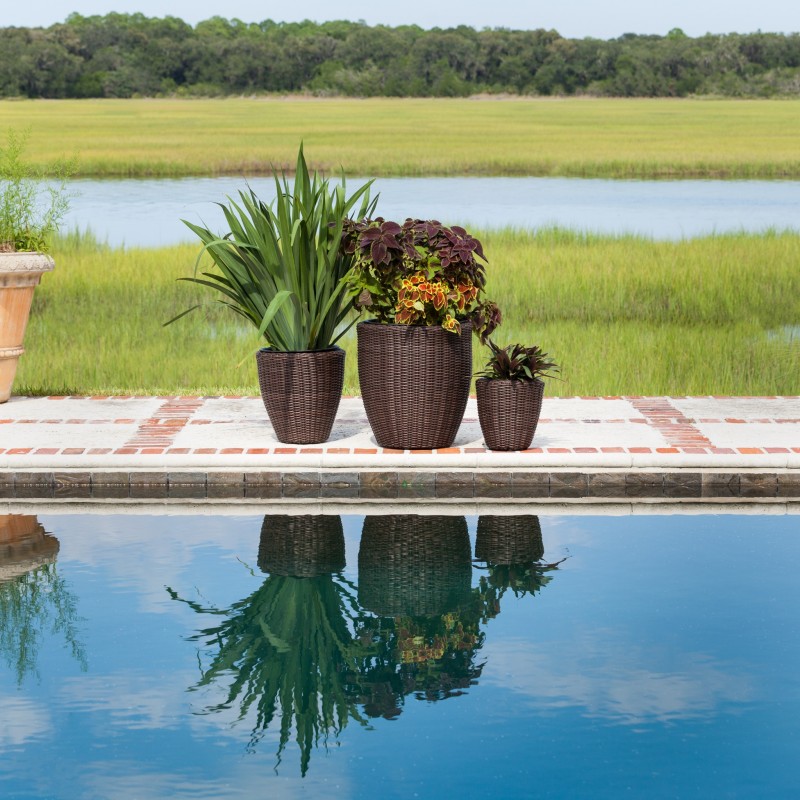 Patio Sense Tondo 3-piece Wicker Planter Set (62502)