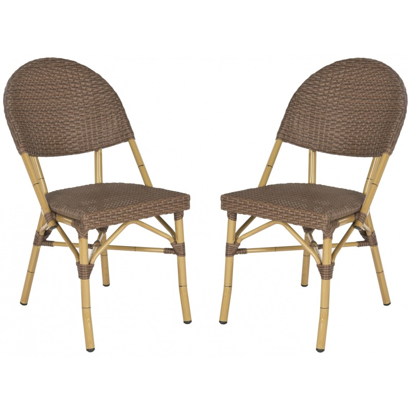 Safavieh Barrow Indoor-Outdoor Stacking Arm Chair Set of 2 - Brown (FOX5203A-SET2)