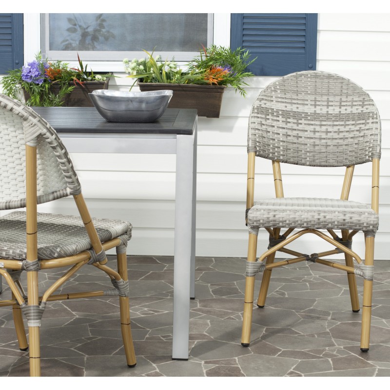 Safavieh Barrow Indoor-Outdoor Stacking Arm Chair Set of 2 - Grey (FOX5203B-SET2)