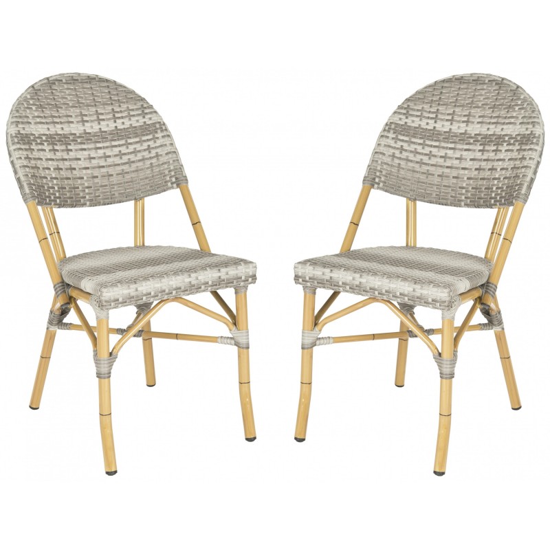 Safavieh Barrow Indoor-Outdoor Stacking Arm Chair Set of 2 - Grey (FOX5203B-SET2)
