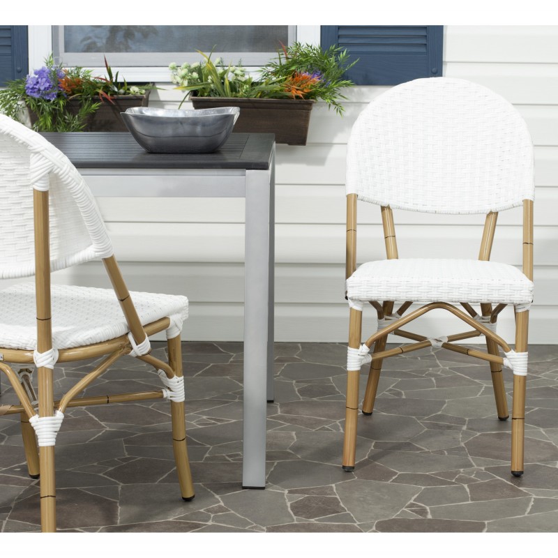 Safavieh Barrow Indoor-Outdoor Stacking Arm Chair Set of 2 - White (FOX5203C-SET2)