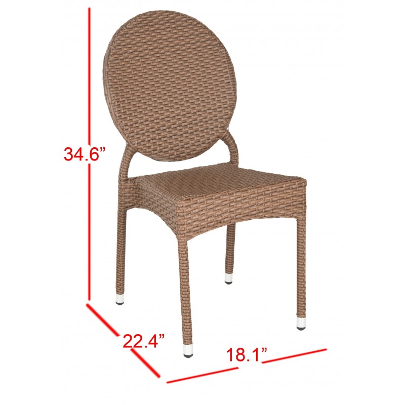 Safavieh Valdez Indoor-Outdoor French Bistro Stacking Side Chair Set of 2 - Brown