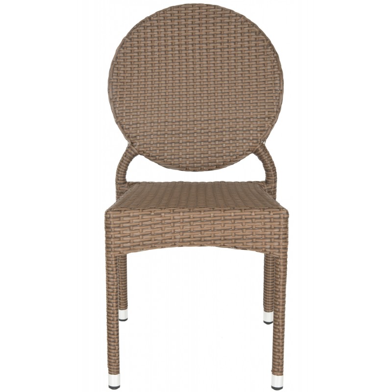 Safavieh Valdez Indoor-Outdoor French Bistro Stacking Side Chair Set of 2 - Brown
