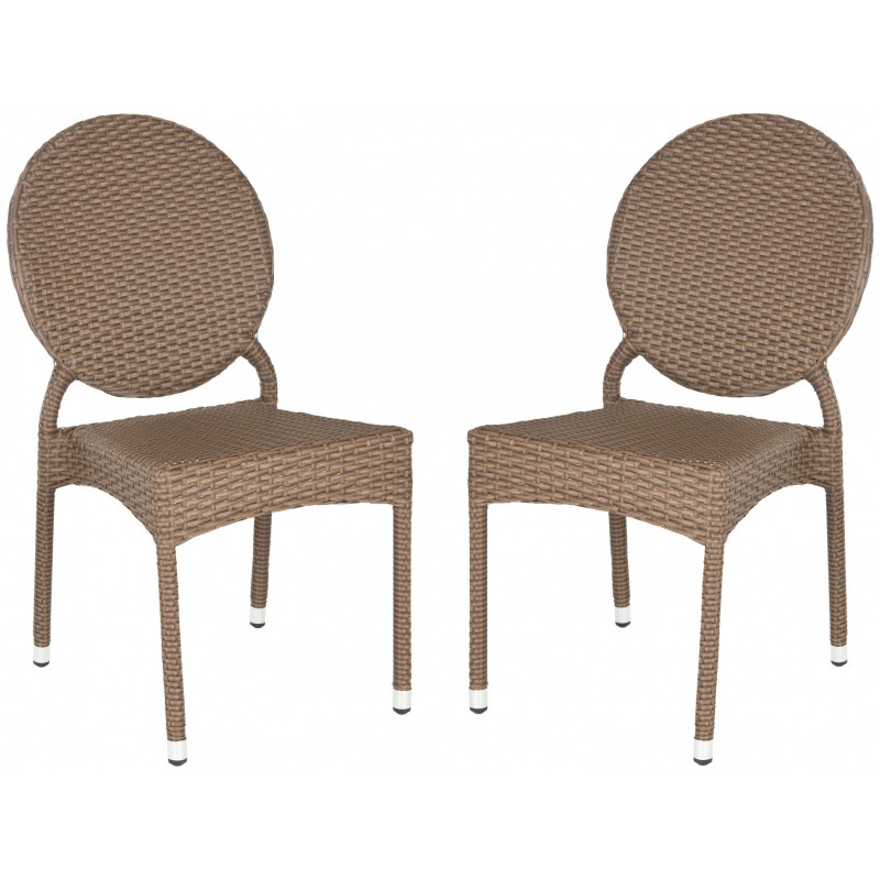 Safavieh Valdez Indoor-Outdoor French Bistro Stacking Side Chair Set of 2 - Brown