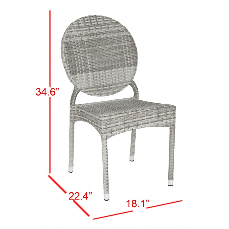 Safavieh Valdez Indoor-Outdoor French Bistro Stacking Side Chair Set of 2 - Grey (FOX5204B-SET2)