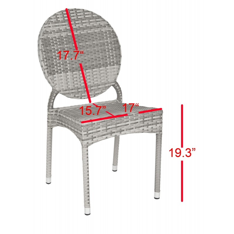 Safavieh Valdez Indoor-Outdoor French Bistro Stacking Side Chair Set of 2 - Grey (FOX5204B-SET2)