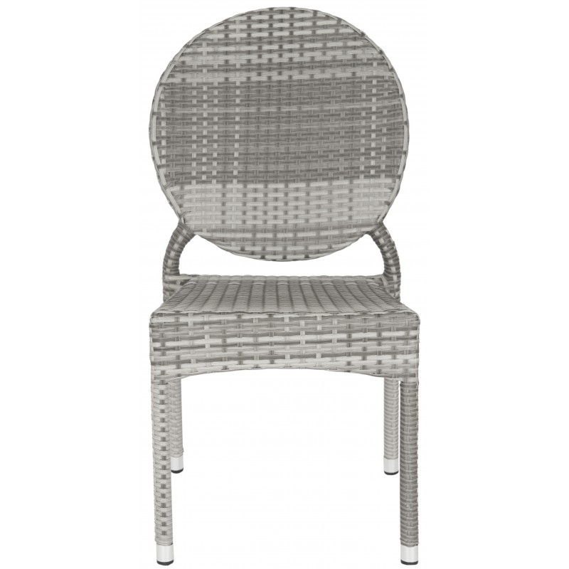 Safavieh Valdez Indoor-Outdoor French Bistro Stacking Side Chair Set of 2 - Grey (FOX5204B-SET2)