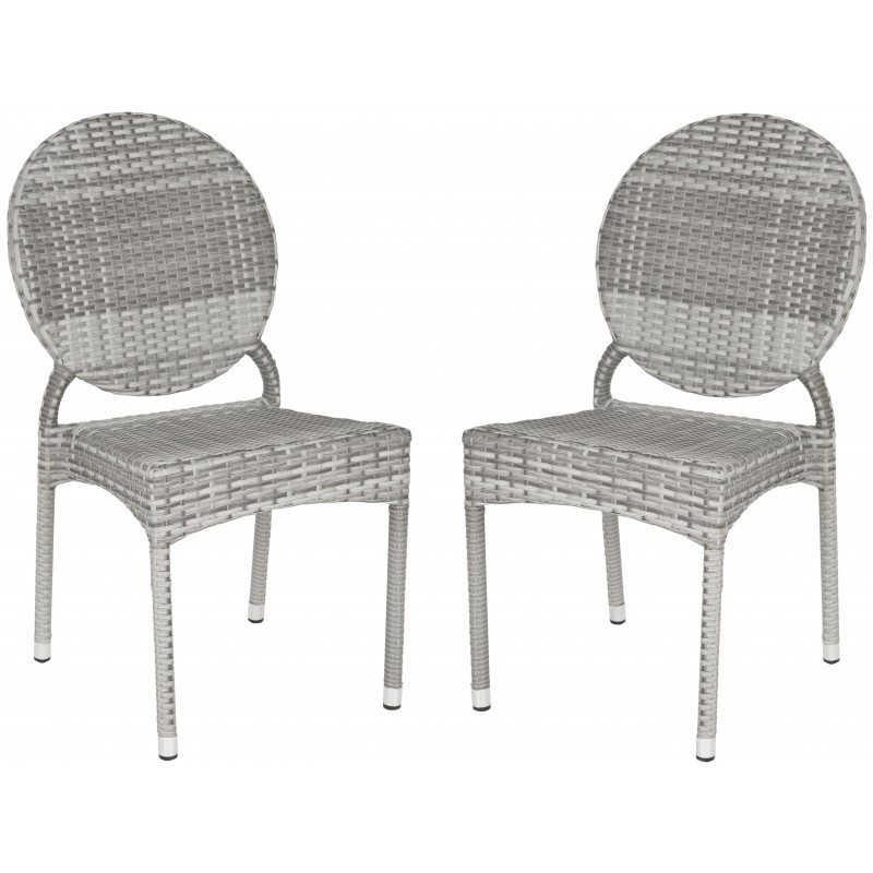 Safavieh Valdez Indoor-Outdoor French Bistro Stacking Side Chair Set of 2 - Grey (FOX5204B-SET2)