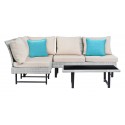 Aleron Rattan Outdoor Sectional and Coffee Table with Teal Accent Pillows Aleron Rattan Outdoor Sectional and Coffee Table with Teal Accent Pillows