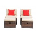Telford Rattan Outdoor Sette and Storage Ottoman with Red Accent Pillows Telford Rattan Outdoor Sette and Storage Ottoman with Red Accent Pillows