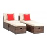 Telford Rattan Outdoor Sette and Storage Ottoman with Red Accent Pillows Telford Rattan Outdoor Sette and Storage Ottoman with Red Accent Pillows