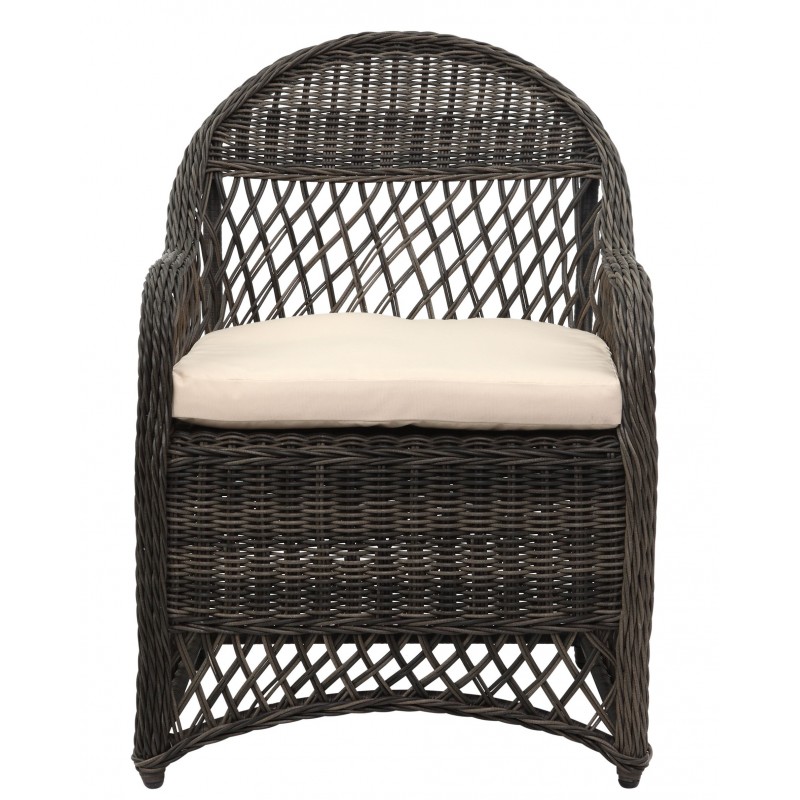 DAVIES WICKER ARM CHAIR WITH CUSHION