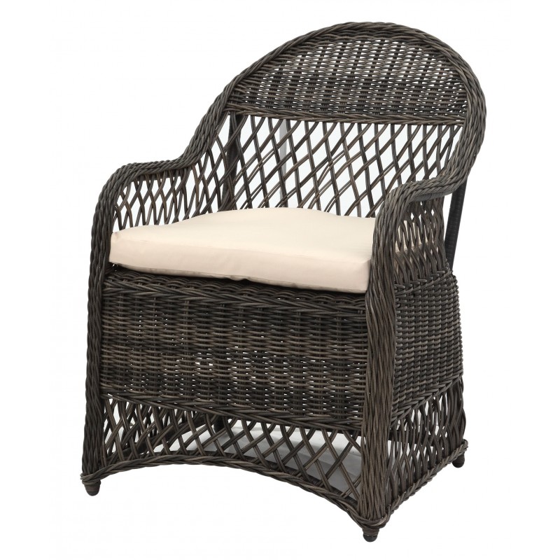 DAVIES WICKER ARM CHAIR WITH CUSHION