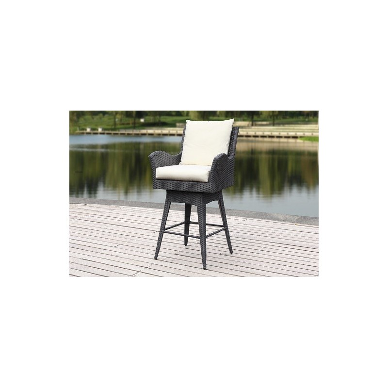HAYES OUTDOOR WICKER SWIVEL ARMED COUNTER STOOL