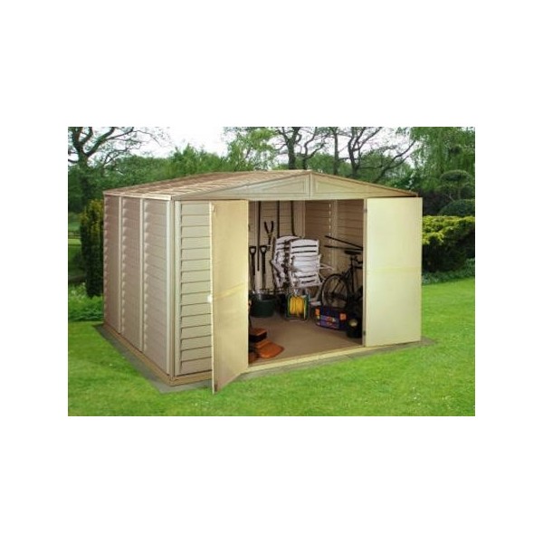 duramax 10.5' x 10.5' woodbridge vinyl shed kit 00481