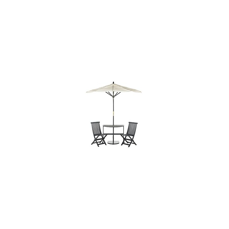 Safavieh Evert Half Patio Set and Umbrella - Dark Slate Grey/Beige (PAT6750A)