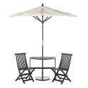 Safavieh Evert Half Patio Set and Umbrella - Dark Slate Grey/Beige (PAT6750A)