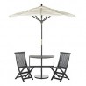 Safavieh Evert Half Patio Set and Umbrella - Dark Slate Grey/Beige (PAT6750A) Safavieh Evert Half Patio Set and Umbrella - Dark Slate Grey/Beige (PAT6750A)