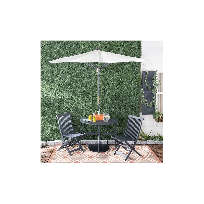 Safavieh Evert Half Patio Set and Umbrella - Dark Slate Grey/Beige (PAT6750A)
