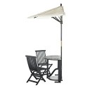 Safavieh Evert Half Patio Set and Umbrella - Dark Slate Grey/Beige (PAT6750A)