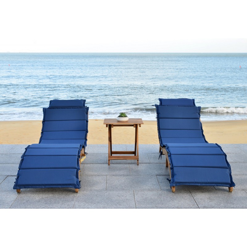Safavieh Pacifica 3 Piece Lounge Set - Natural/Navy (PAT7020C)
