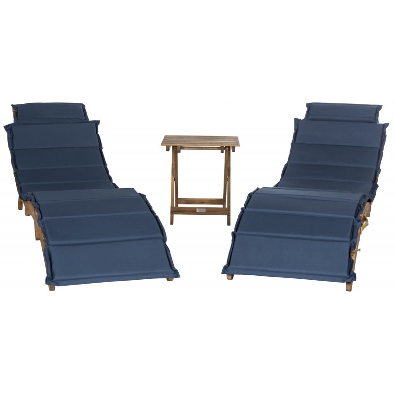 Safavieh Pacifica 3 Piece Lounge Set - Natural/Navy (PAT7020C)