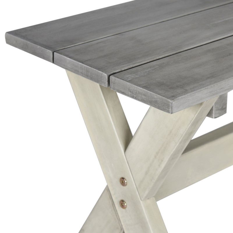 Safavieh Marina 3 Piece Dining Set with 63-inch L Table and 2 Backless Benches-Grey/White (PAT7021A)