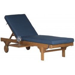 Safavieh Newport Chaise Lounge Chair with Side Table - Natural/Navy (PAT7022B)