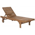 Safavieh Newport Chaise Lounge Chair with Side Table - Teak Brown/Beige (PAT7022C)